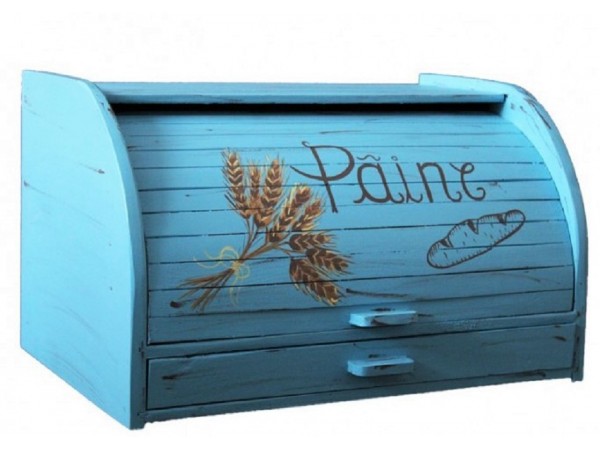                                                                                                                                                                      Cutie pentru Paine cu Tocator si Sertar din Lemn